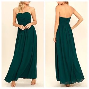 Lulu’s Green chiffon Strapless Maxi Dress/Gown